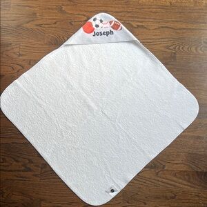 Personalized “Joseph” White Hooded Baby Towel with Sports Design